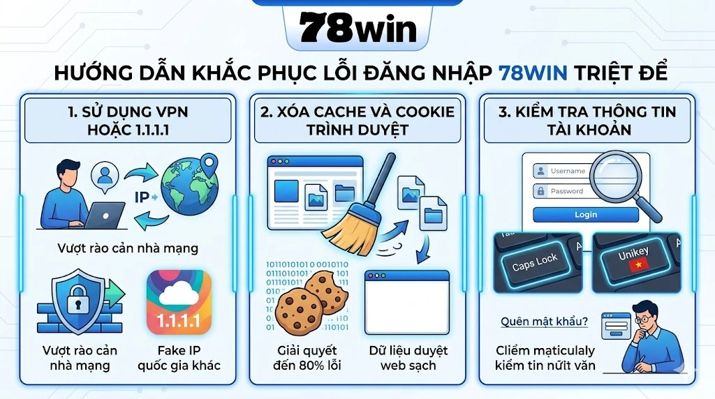 Cách xử lý lỗi 78win đăng nhập không thành công triệt để