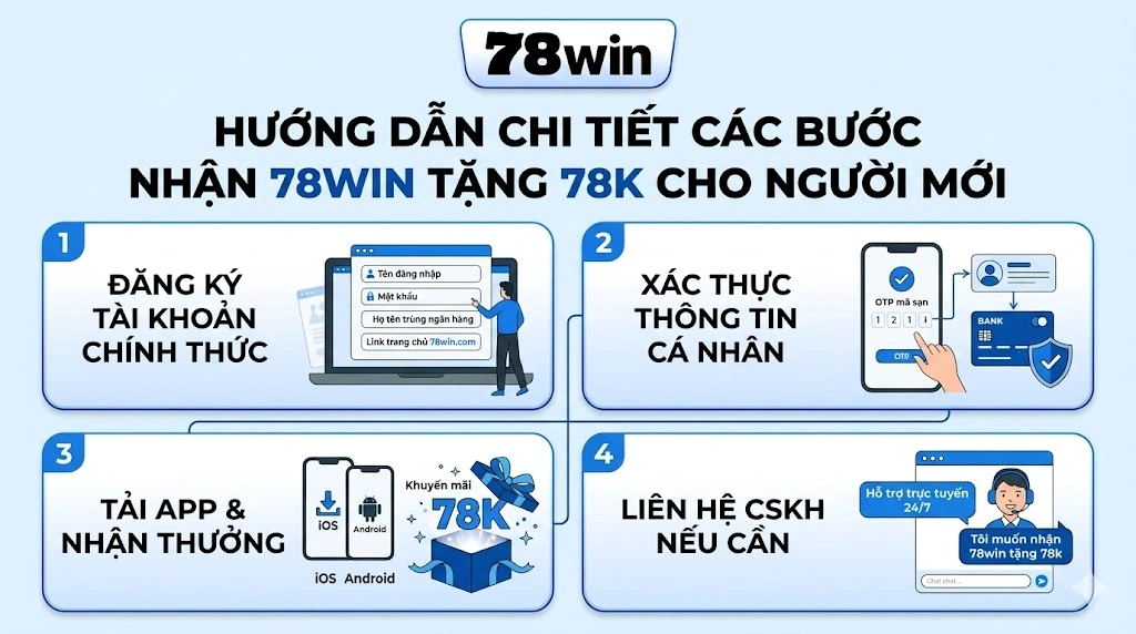 Hướng dẫn chi tiết các bước nhận 78win tặng 78k cho người mới